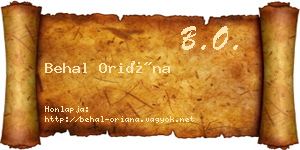 Behal Oriána névjegykártya